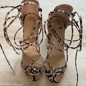 Strappy Snakeskin Chunky High Heel